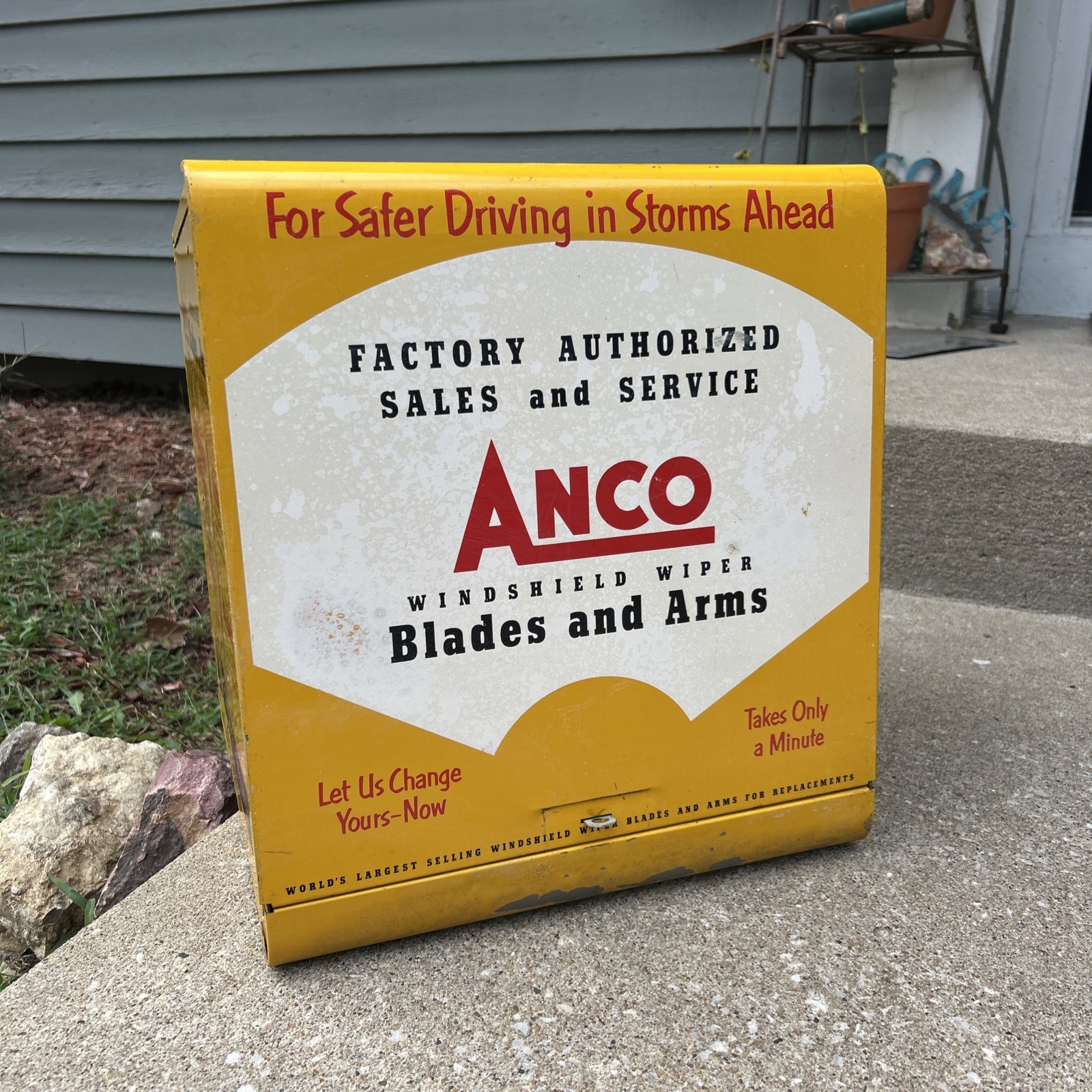 1950's ANCO Windshield Wiper Arm & Blades Gas Station Metal Display Cabinet Sign 1950's ANCO Windshield Wiper Arm & Blades Gas Station Metal Display Cabinet Sign