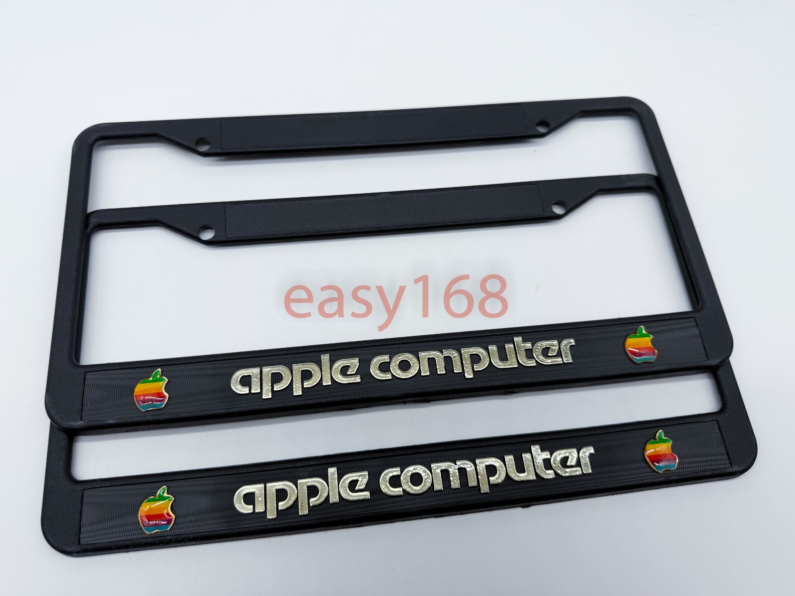 New 2 VINTAGE APPLE Computer License Plate Frames 1980s Employee Owned MAC New 2 VINTAGE APPLE Computer License Plate Frames 1980s Employee Owned MAC