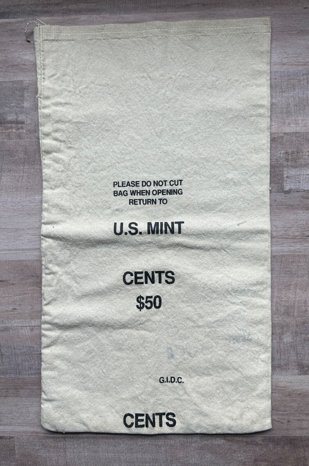 Vintage 1992 US Mint $50 Penny Cents Canvas Cloth Bag