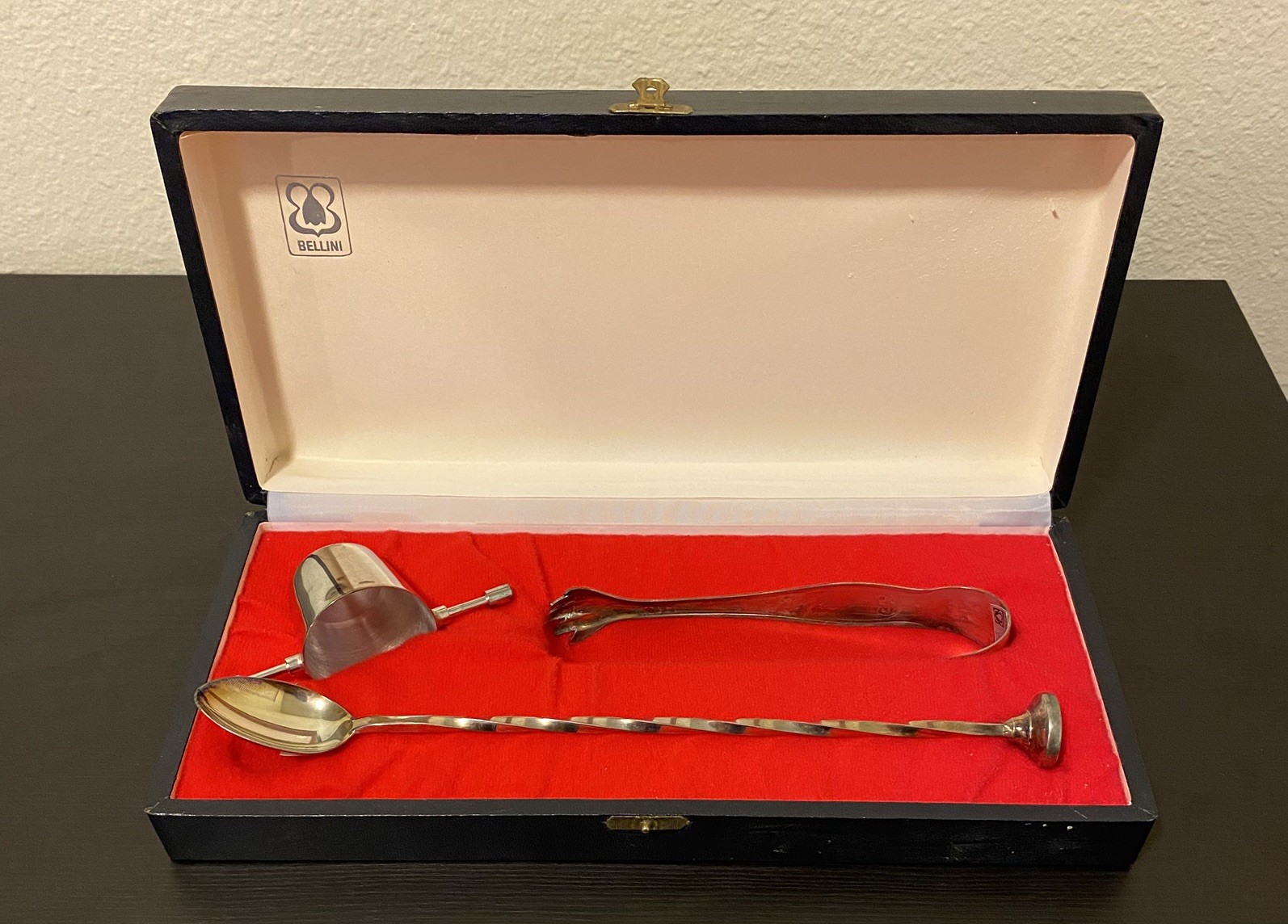 Vintage 3 Piece Silverplate Bellini 60s Bar Tool Kit Vintage 3 Piece Silverplate Bellini 60s Bar Tool Kit