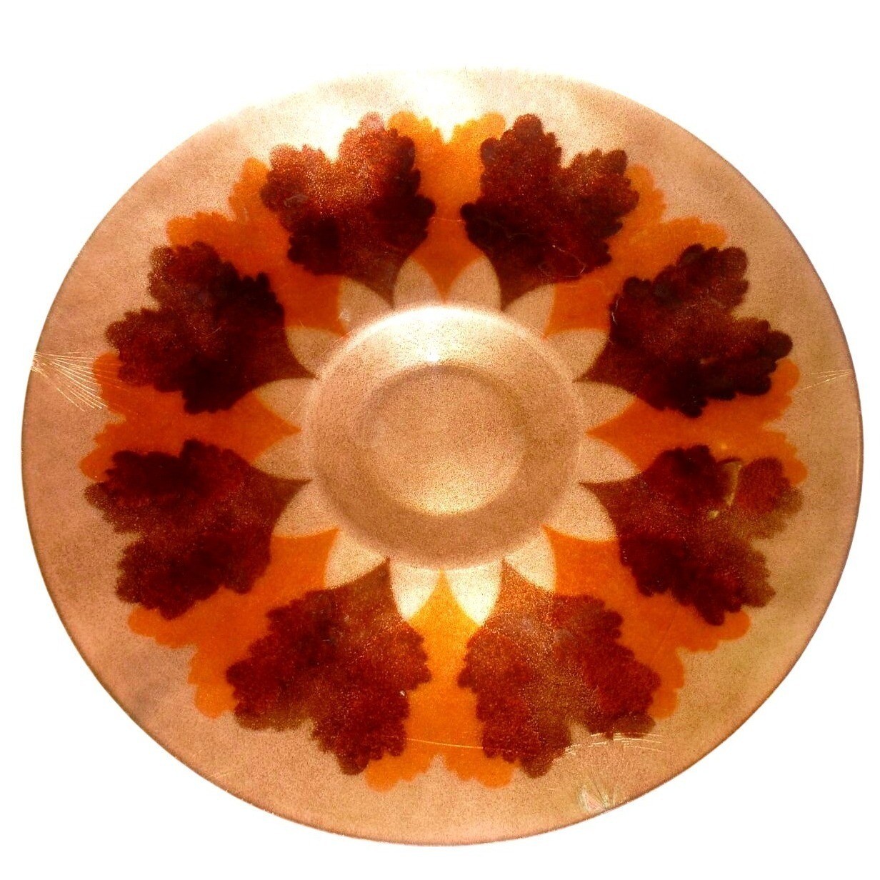 Vintage Annemarie Davidson Enamel on Copper Plate Leaf Starburst Signed Label Vintage Annemarie Davidson Enamel on Copper Plate Leaf Starburst Signed Label