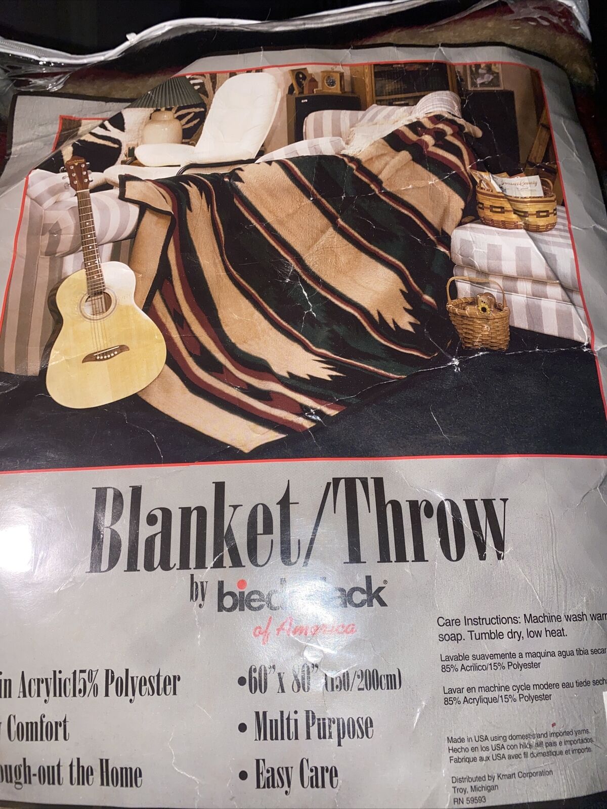 Biederlack Vintage  Blanket/Throw Southwestern Style 60” X 80”