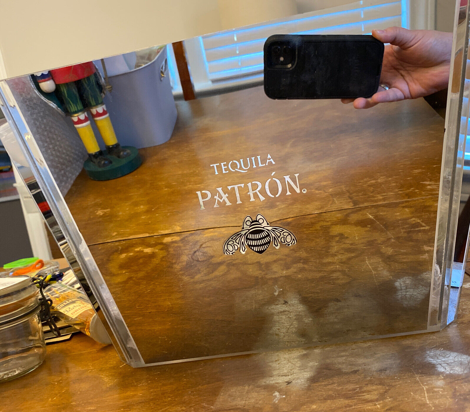 Patron Tequila Mirrored Acrylic Ice Bucket Cooler Etched Logo 16x11x9.75 Large
