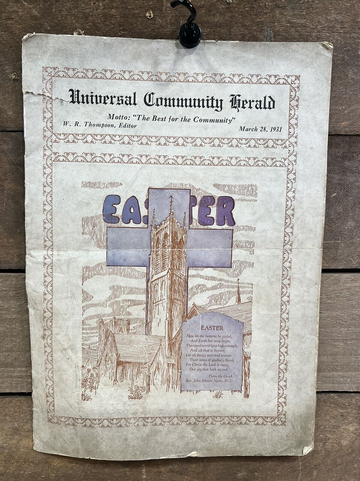 Antique Universal Community Herald Easter Edition Universal,PA