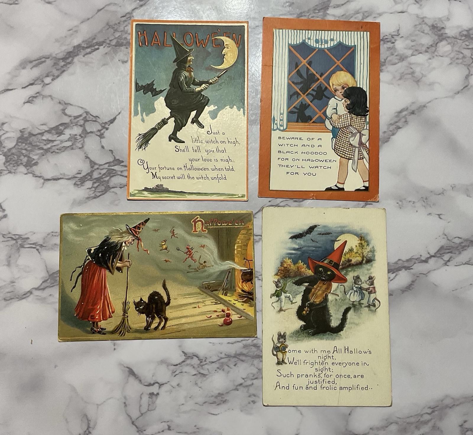 VINTAGE ANTIQUE HALLOWEEN POSTCARDS (4 CARDS) VINTAGE ANTIQUE HALLOWEEN POSTCARDS (4 CARDS)