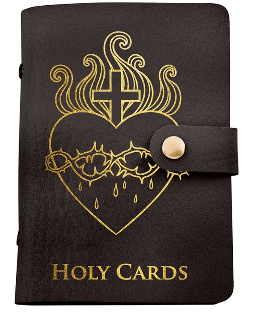 Sacred Heart Brown Holy Card Holder 5.25" Booklet, New #AB-03 Sacred Heart Brown Holy Card Holder 5.25" Booklet, New #AB-03