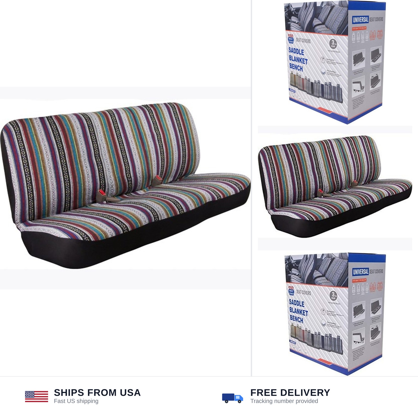 Baja Saddle Blanket Bench Seat Cover Universal Full Size Truck Ford Chevy
