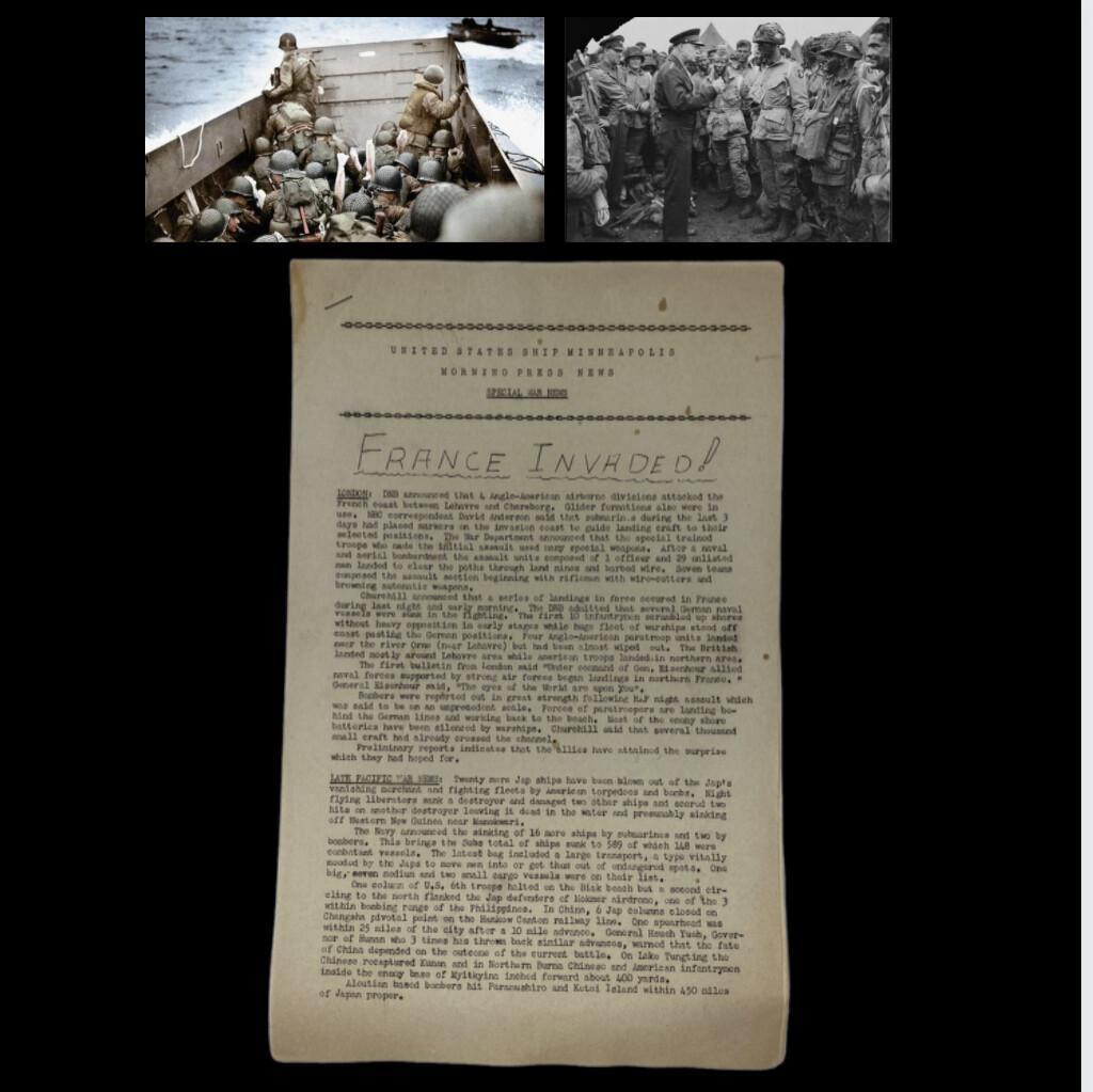 RARE WWII June 6th 1944 D-Day Normandy Original Combat Invasion Report (COA) RARE WWII June 6th 1944 D-Day Normandy Original Combat Invasion Report (COA)