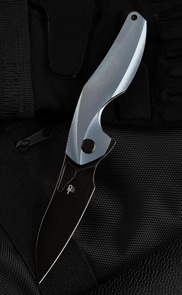 Bestech Knives The Reticulan Folding Knife 3.25" S35VN Steel Blade Blue Titanium Bestech Knives The Reticulan Folding Knife 3.25" S35VN Steel Blade Blue Titanium