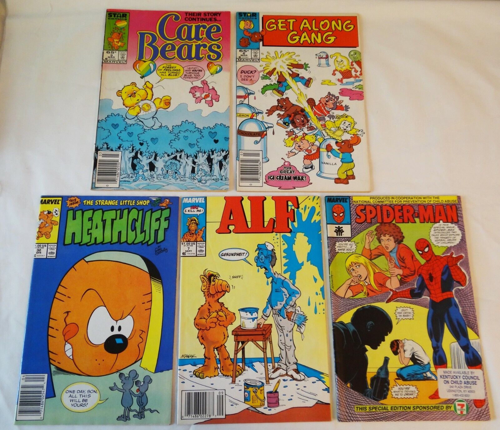 Lot of 5 Star/Marvel Comics Care Bears #3 Get Along Gang #6 Heathcliff #32 Alf 7