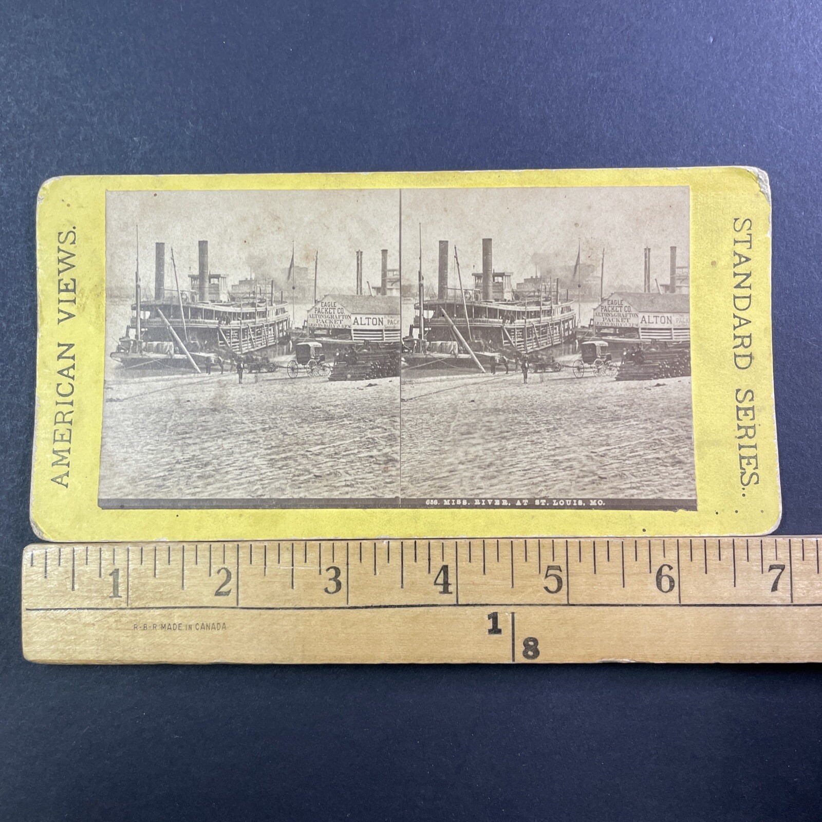 Mississippi River Steamboat Stereoview St. Louis MO American Views 1870s