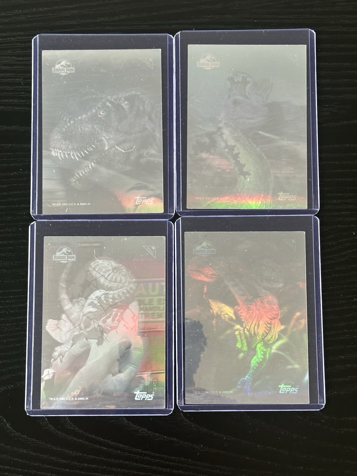 JURASSIC PARK SERIES 1 1993 TOPPS HOLOGRAM SET (4) JURASSIC PARK SERIES 1 1993 TOPPS HOLOGRAM SET (4)