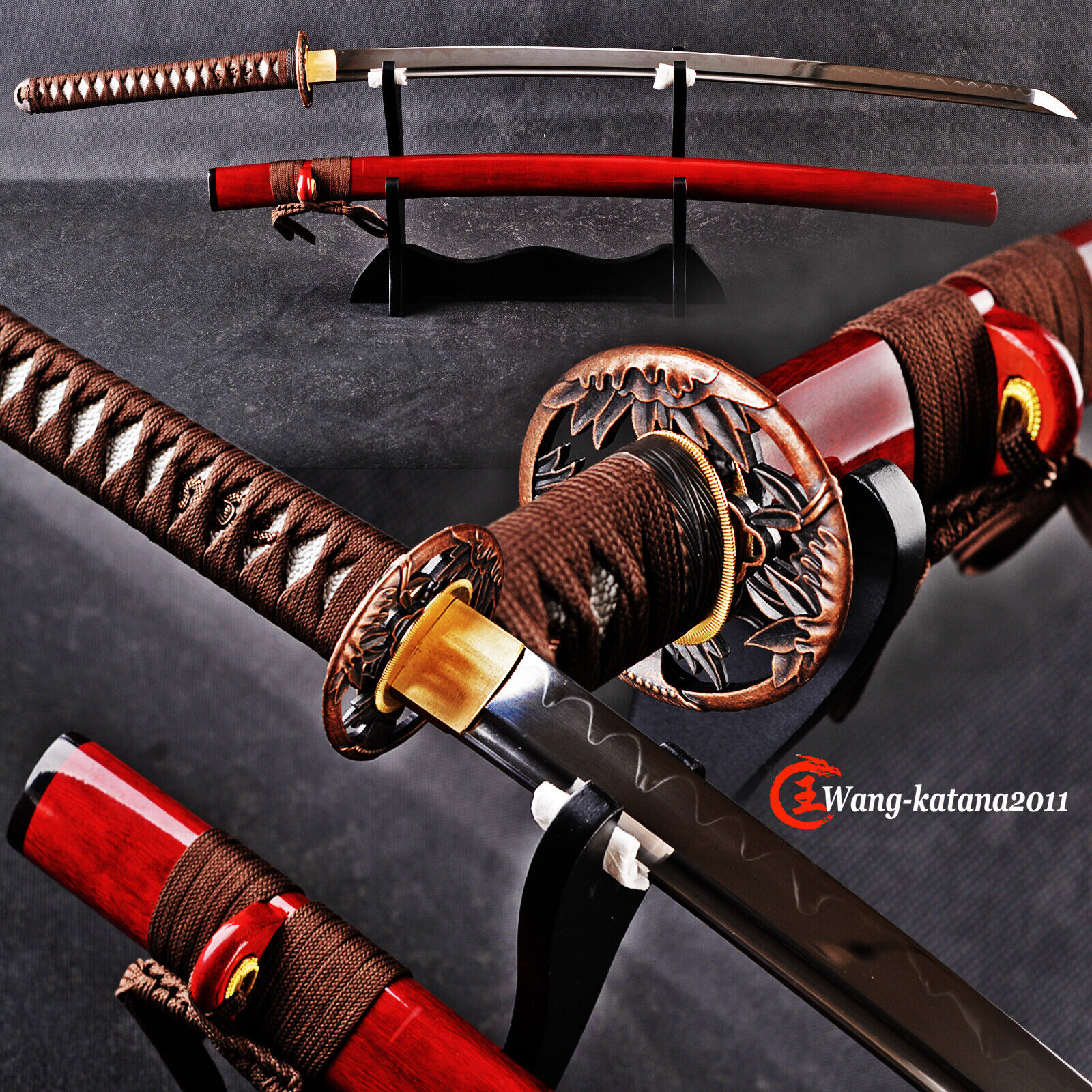 40'' Rosewood Clay Tempered T10 Steel Katana Japanese Samurai Razor Sharp Sword