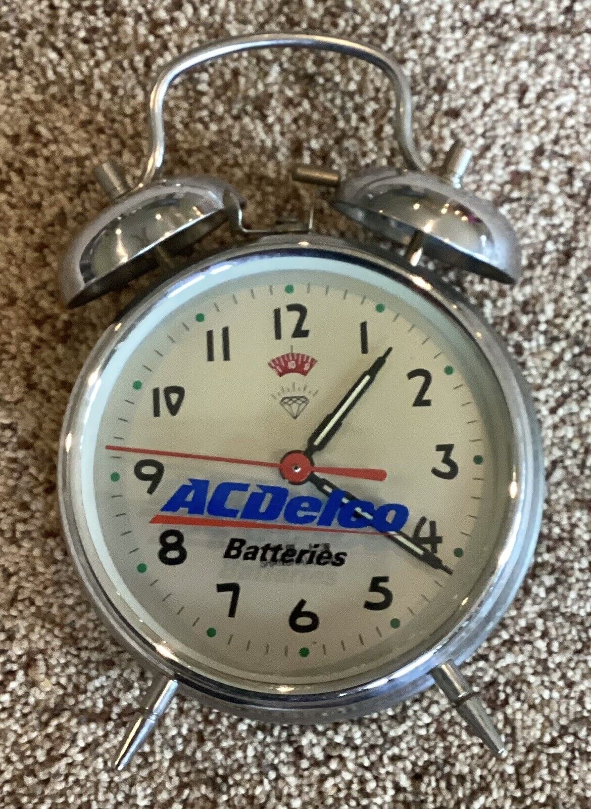 Vintage AC Delco Advertising Brass Wind Up Alarm Clock Promo