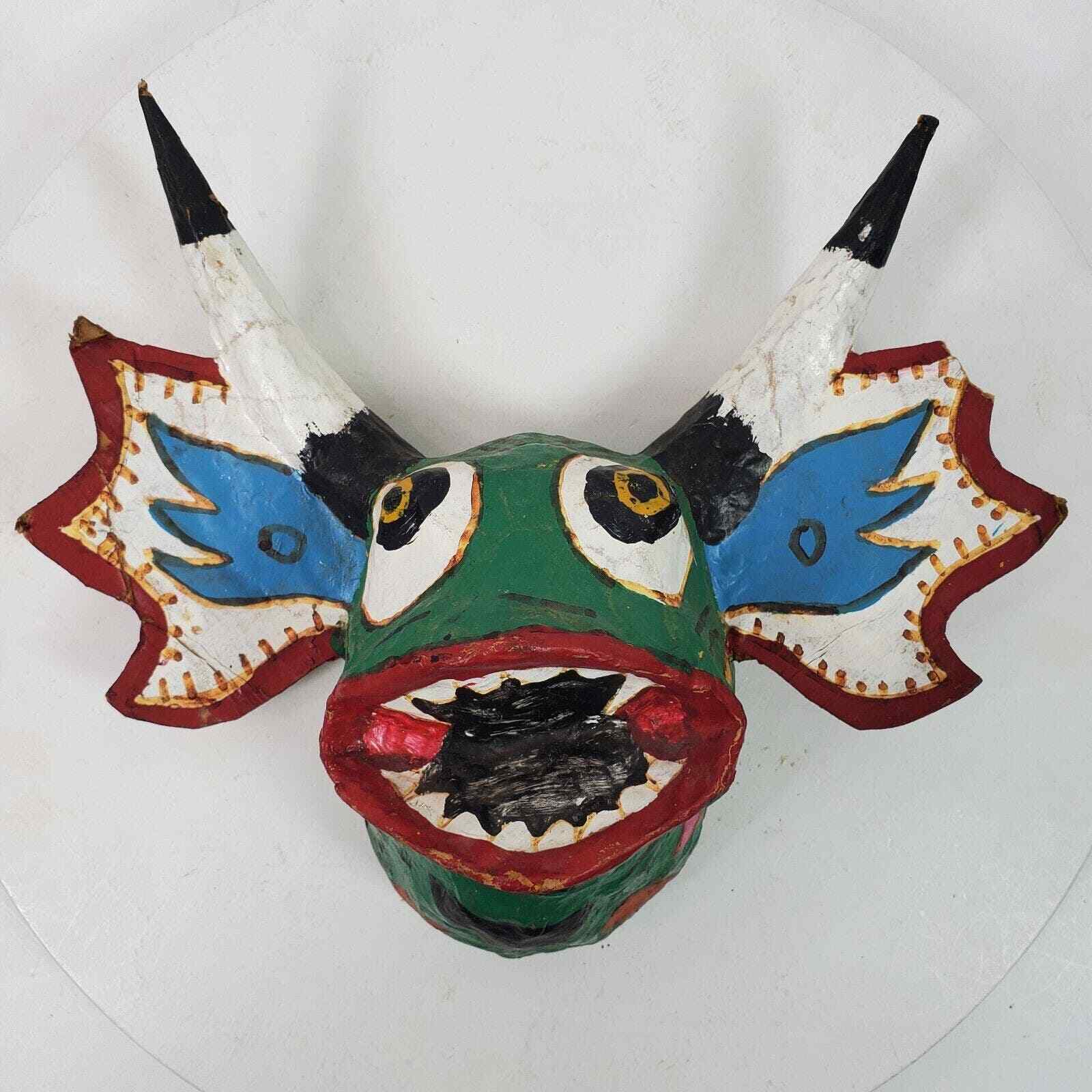 Vintage RARE Handmade ART Mask Signed El Mocho MS Sanoja Venezuela 9x11 Inch