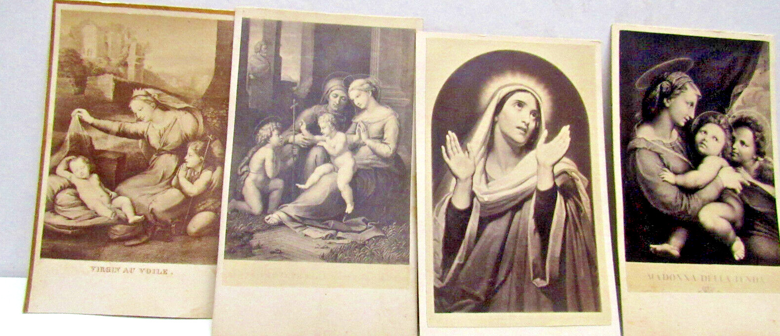 Four Vintage CDV Filler Cards 1800s Virgin Madonna Religious Art