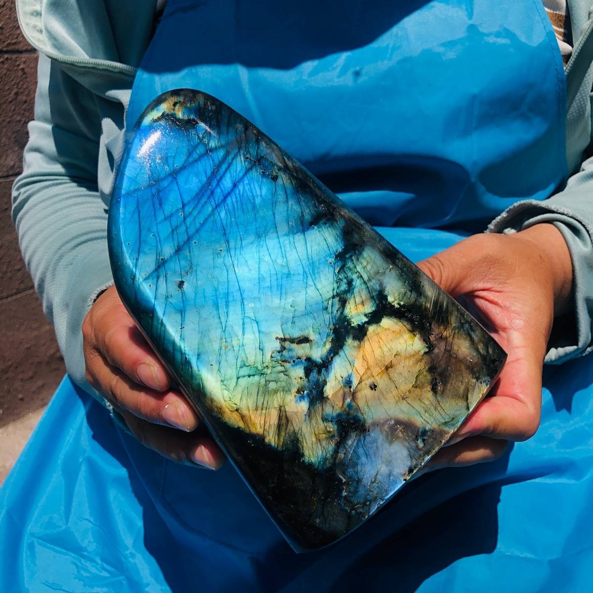 5.23LB Natural Labradorite Blue Quartz Crystal Polished Healing Sample 6430