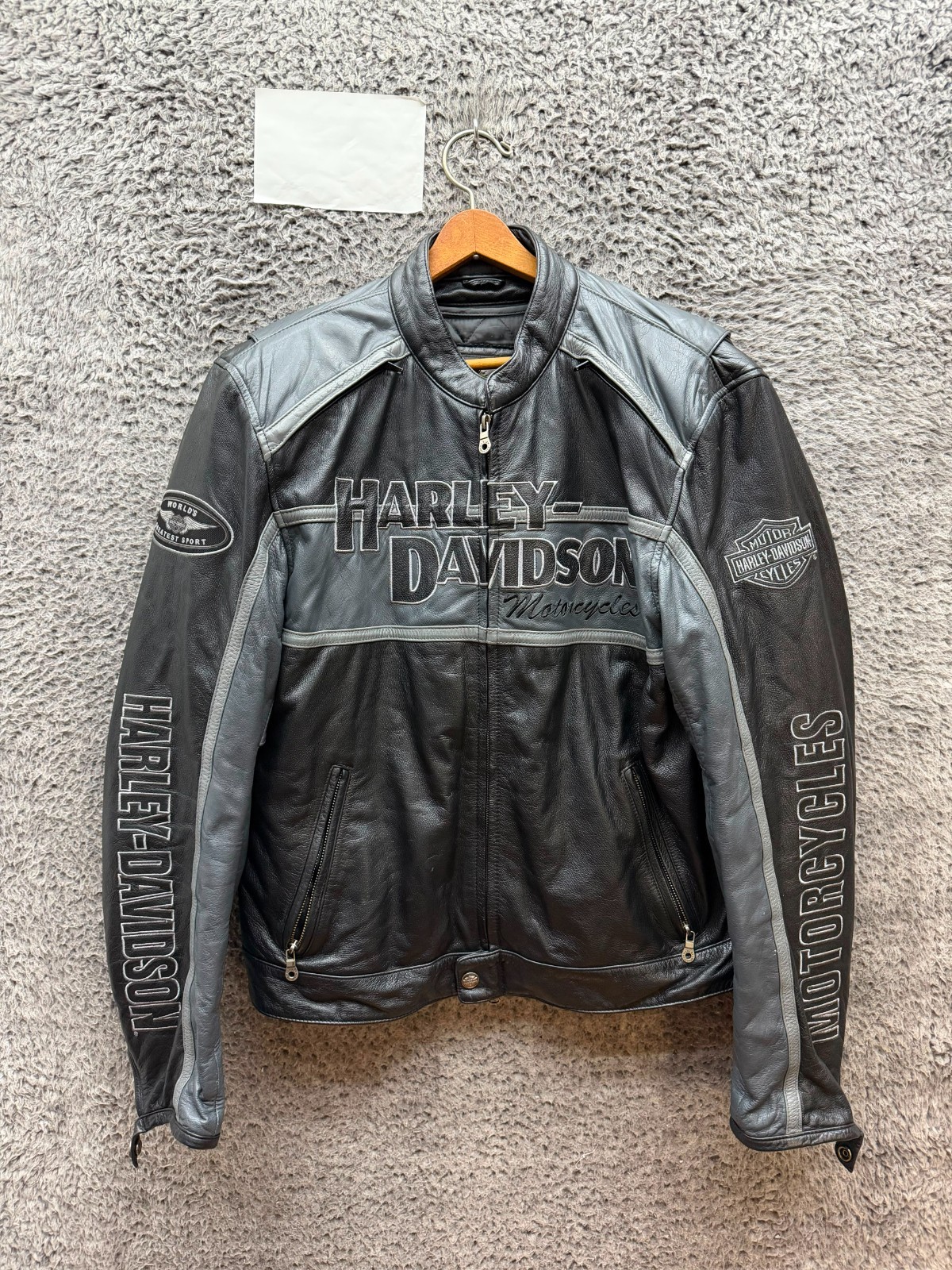 Harley-Davidson Classic Cruiser Genuine Leather Motorcycle Jacket Mens Size L