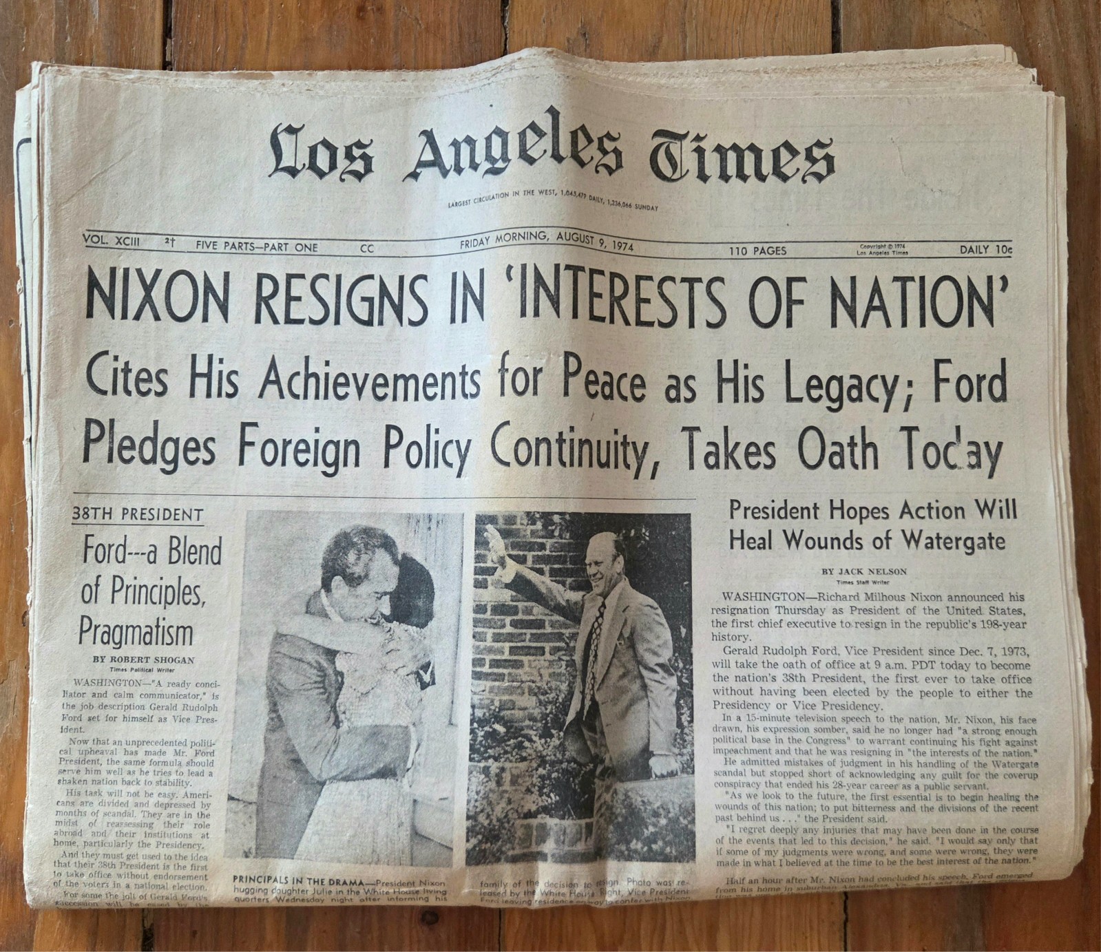 NIXON RESIGNS  Aug 9 1974 L A Times Entire Newspaper