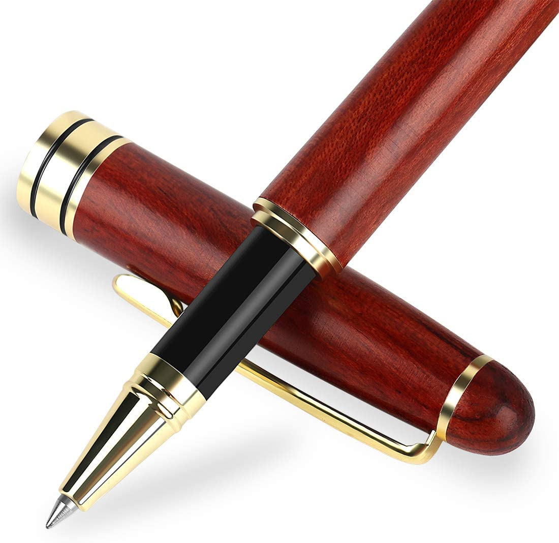 Luxury Rosewood Ballpoint Pen Writing Set - Elegant Fancy Nice Gift Pen Set for 