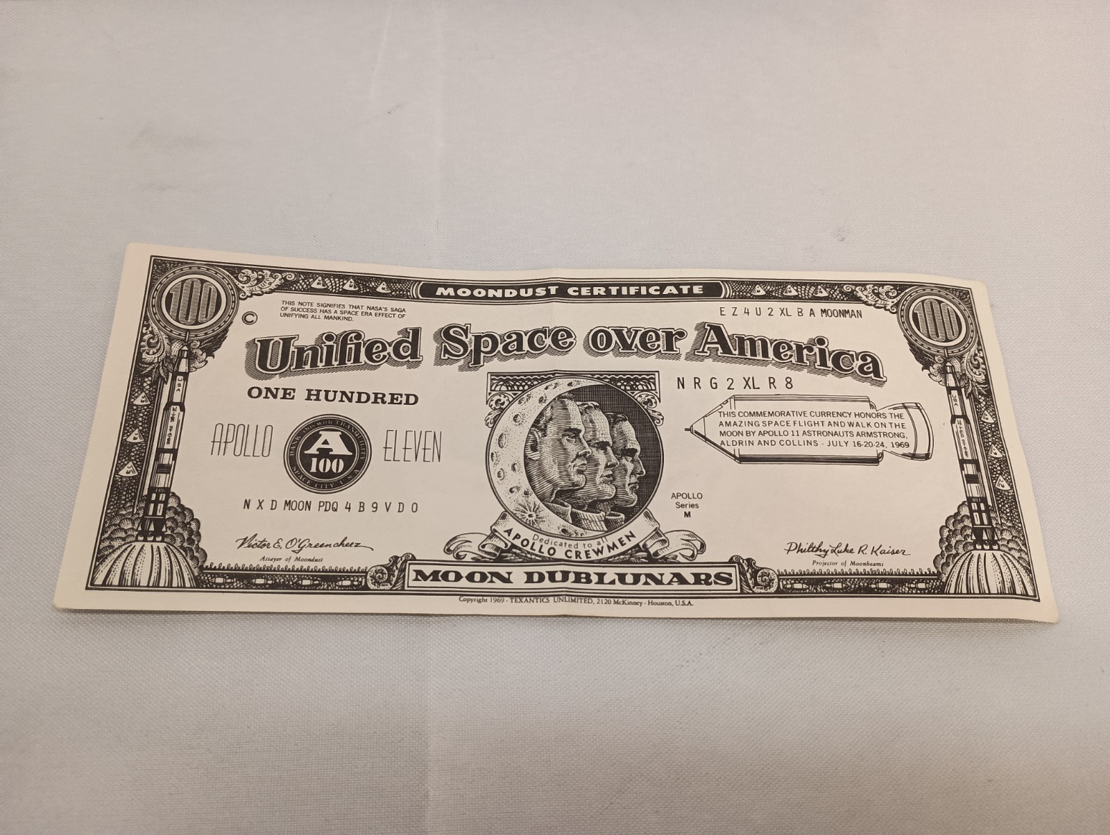 Vintage 1969 NASA Space Race Novelty MOON MONEY Neil Armstrong Vintage 1969 NASA Space Race Novelty MOON MONEY Neil Armstrong