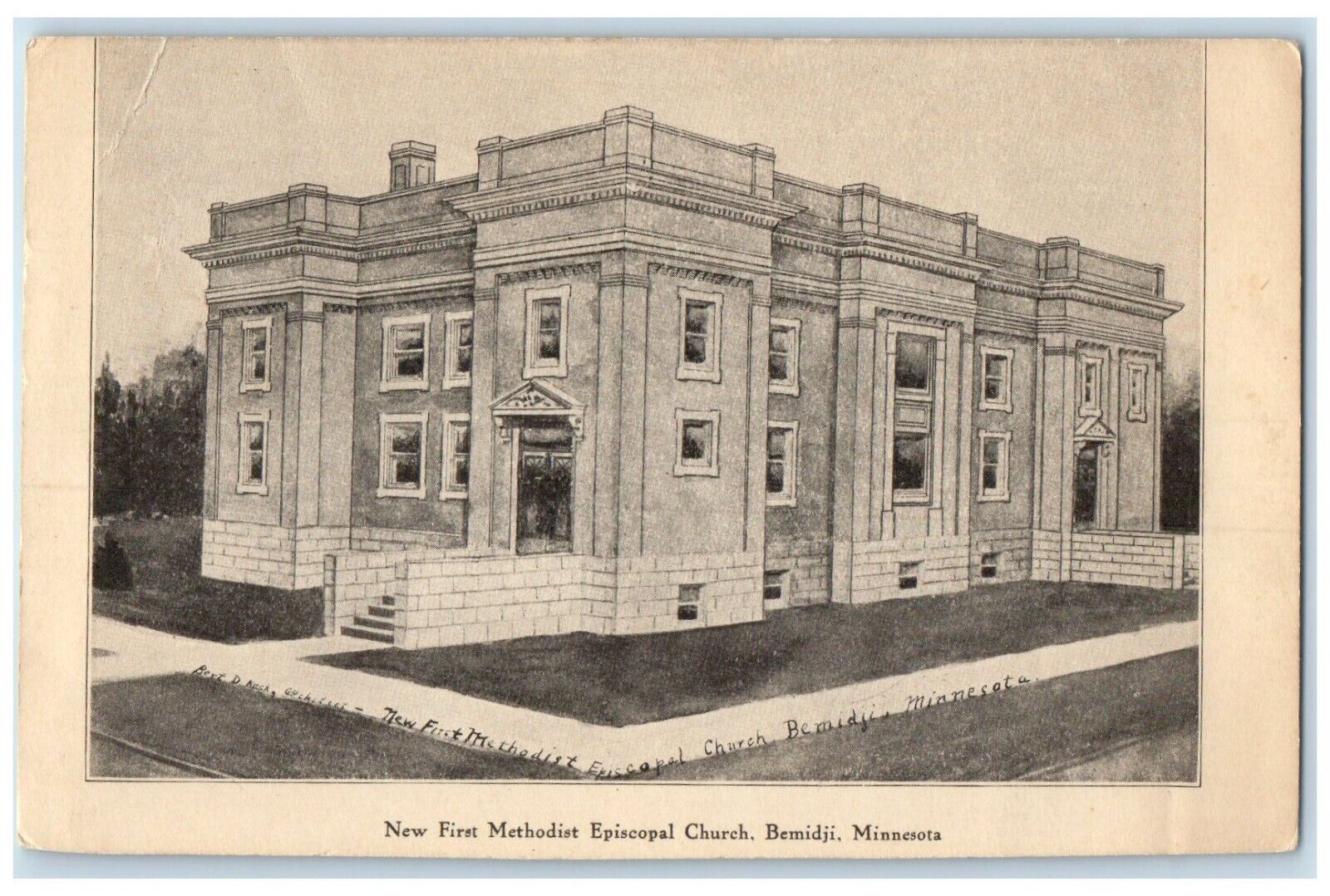 1914 New First Methodist Episcopal Church Bemidji Minnesota MN Vintage Postcard