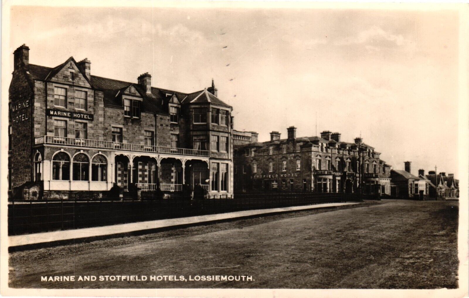 RPPC Marine And Stotfield Hotels Lossiemouth Vintage Postcard Unposted c1930