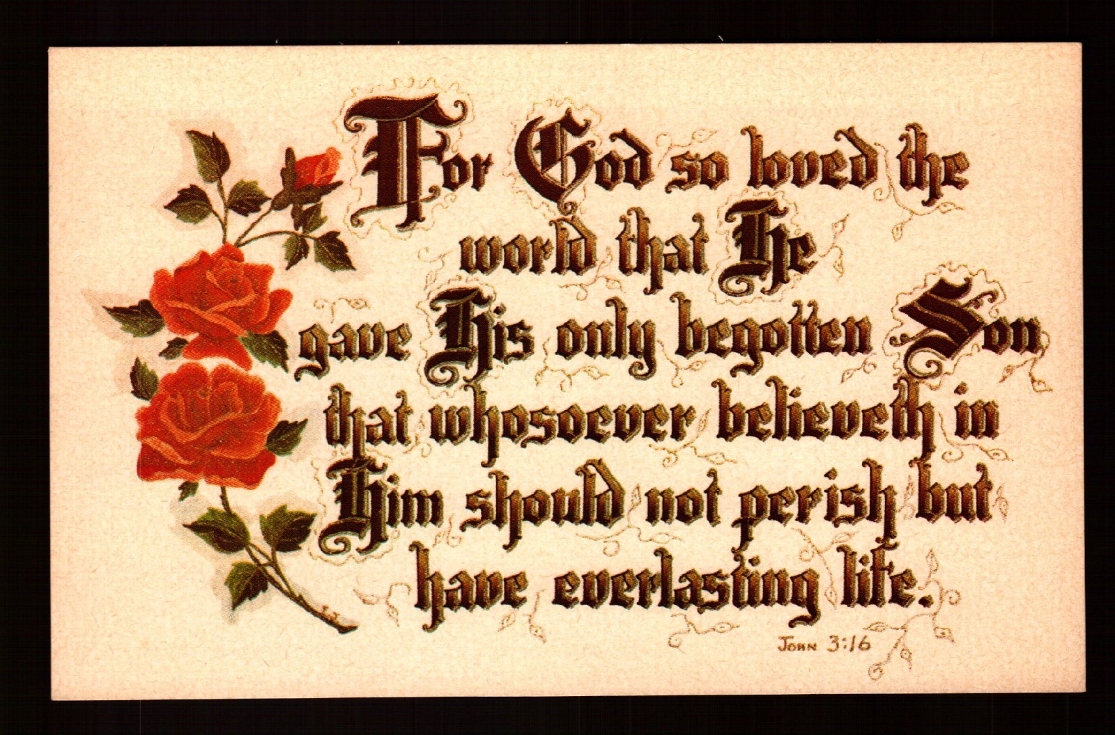 POSTCARD : SCRIPTURE - JOHN 3:16 - RELIGIOUS BIBLE VERSE POSTCARD : SCRIPTURE - JOHN 3:16 - RELIGIOUS BIBLE VERSE