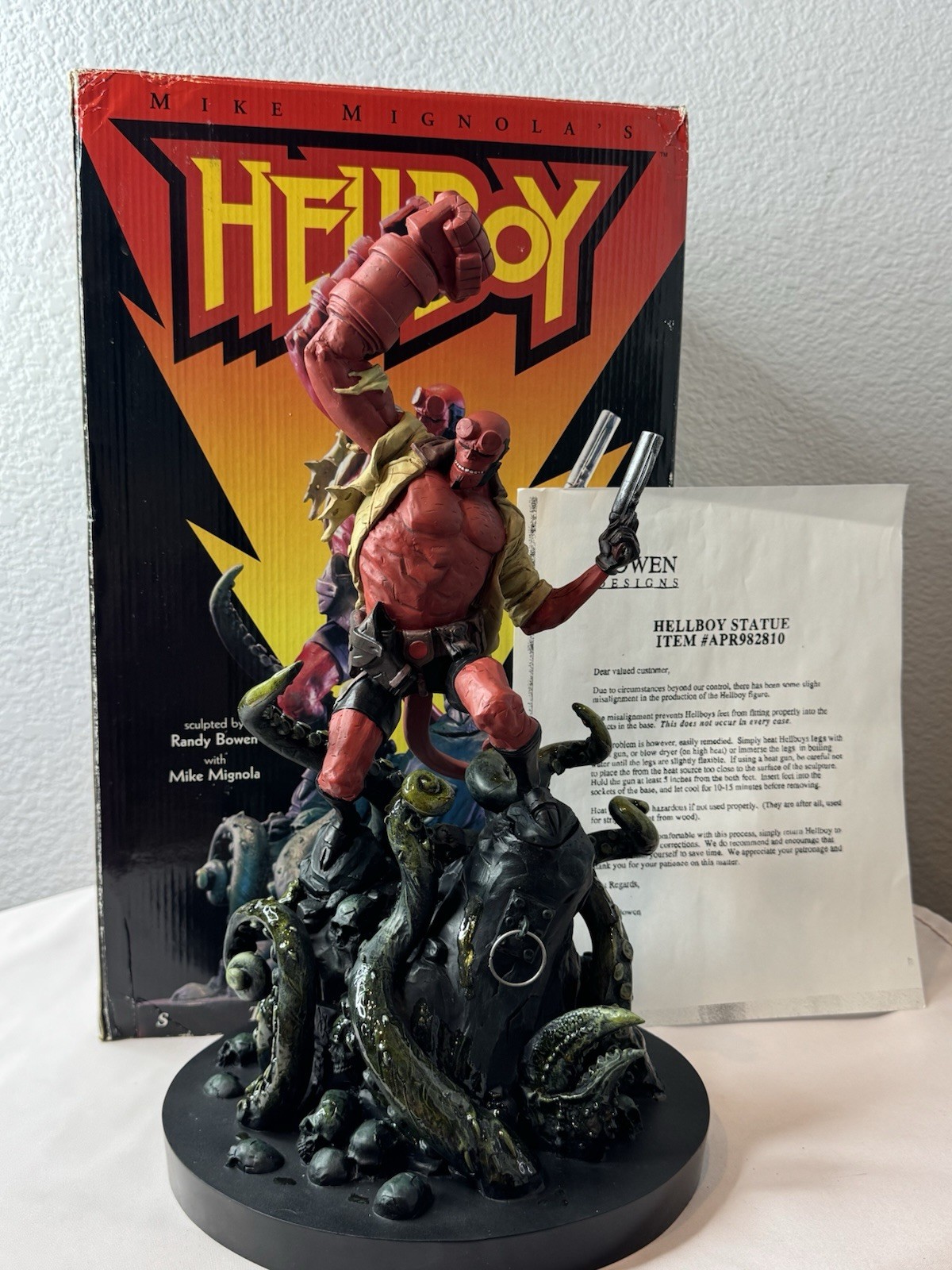 Rare Bowen Designs Hellboy Statue #662/1000 1998 Mignola w/Box Letter Rare Bowen Designs Hellboy Statue #662/1000 1998 Mignola w/Box Letter