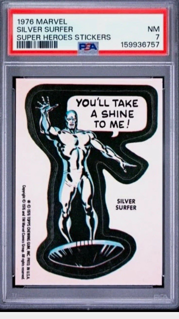 1976 SILVER SURFER PSA 7 - 1st Appearance - Marvel Super Hero Sticker 1976 SILVER SURFER PSA 7 - 1st Appearance - Marvel Super Hero Sticker