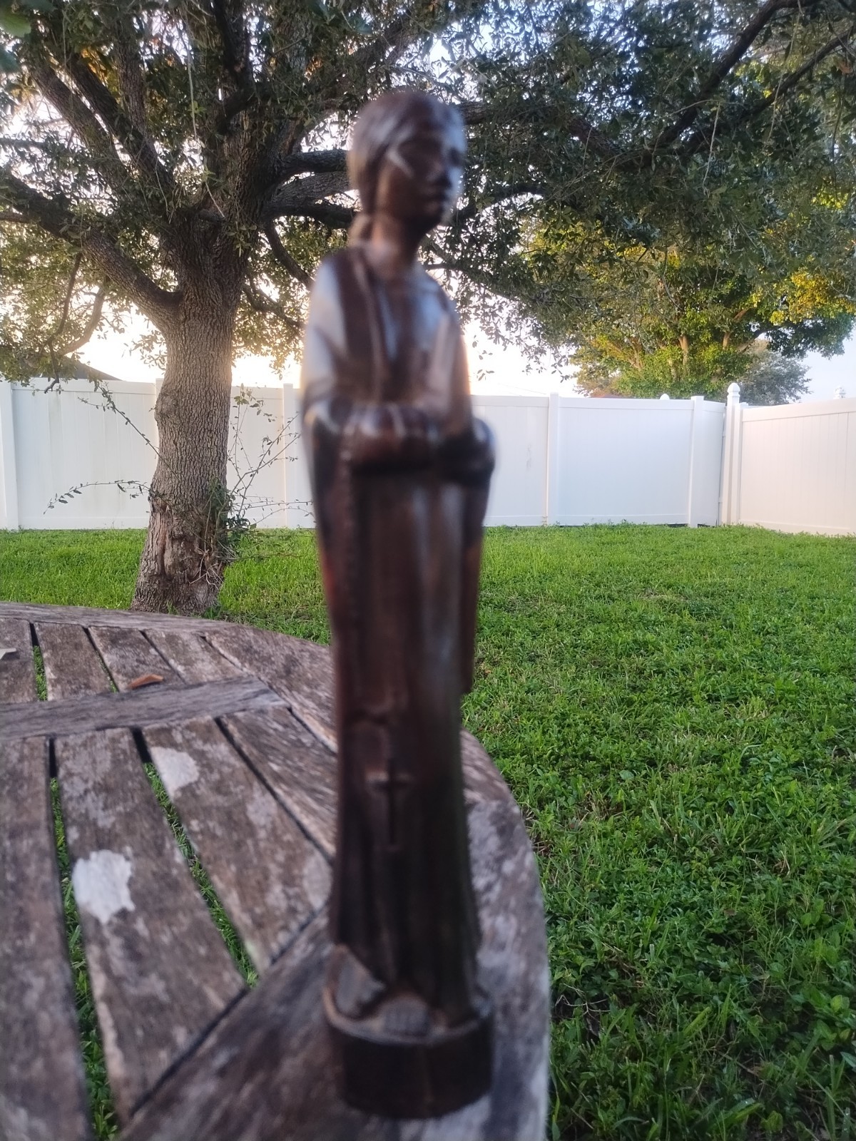 Antique Signed "L" Makonde 10" Hand Carved Madonna Virgin Mary Wooden Statue Antique Signed "L" Makonde 10" Hand Carved Madonna Virgin Mary Wooden Statue