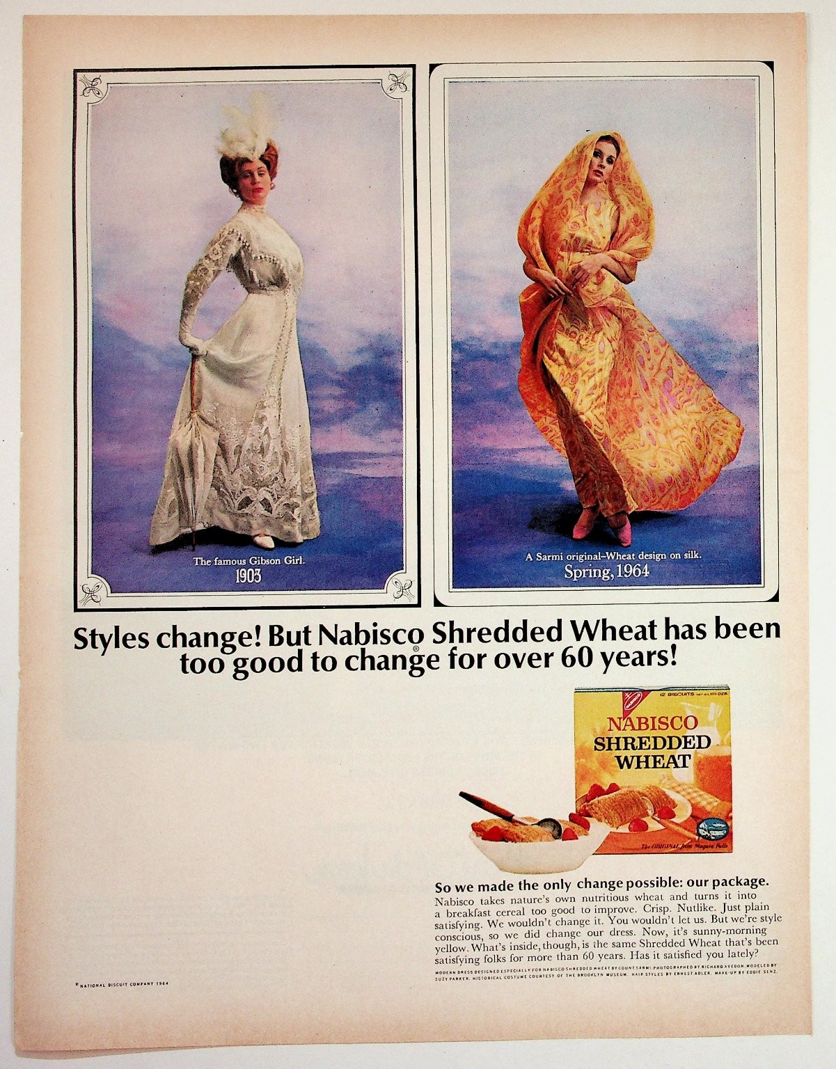 1964 Nabisco Shredded Wheat Ad Gibson Girl Sarmi Fashion Print 1964 Nabisco Shredded Wheat Ad Gibson Girl Sarmi Fashion Print