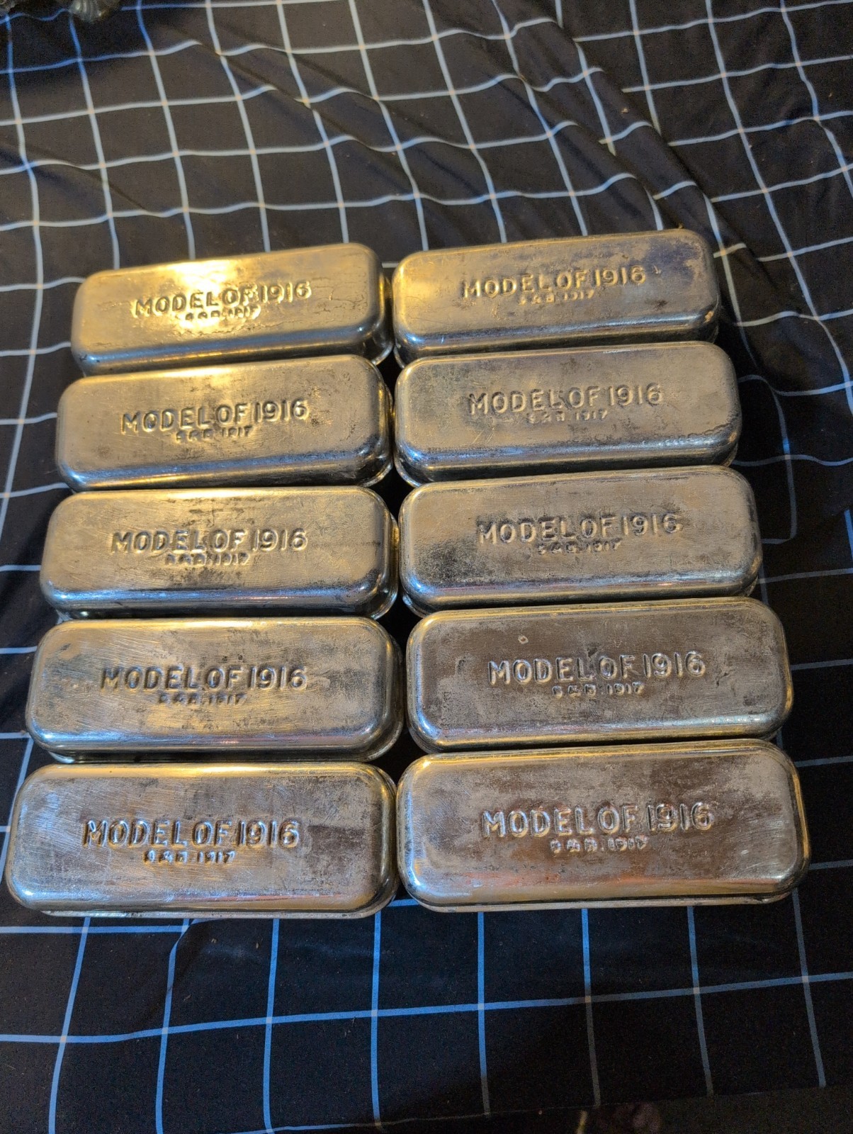 Original WWI U.S. Army Model 1916 1917 Bacon Ration Tins, Lot 10 Militatia USA