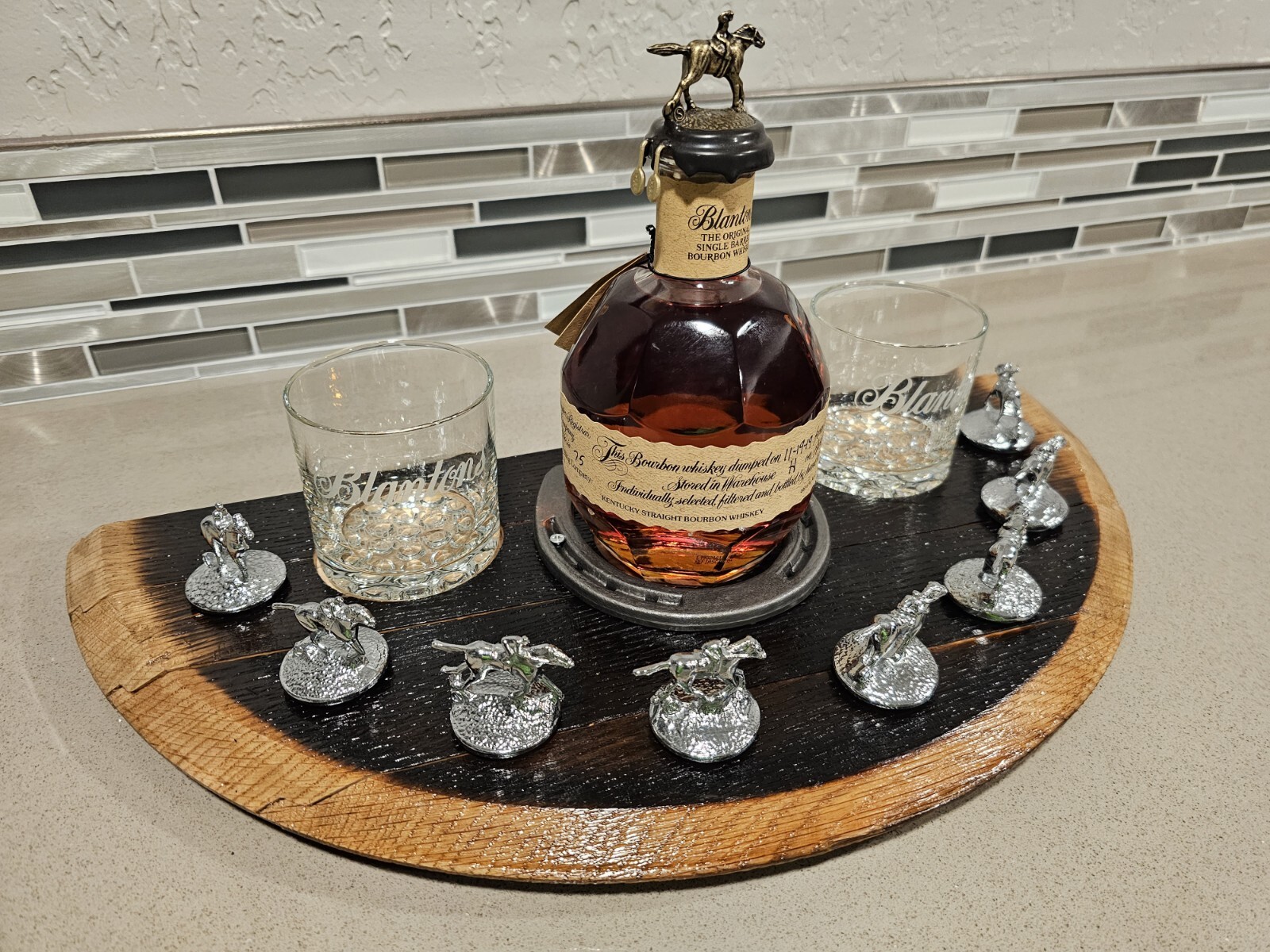Blanton’s “Triple Crown” Display REAL Bourbon Barrel Wood Blantons Stopper Cork Blanton’s “Triple Crown” Display REAL Bourbon Barrel Wood Blantons Stopper Cork