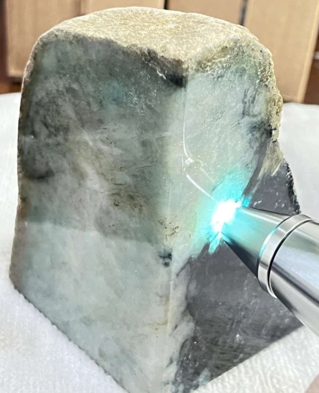 Burmese Jadeite Rough 2.01lb Vivid Green Type A Natural Untreated Jade Boulder Burmese Jadeite Rough 2.01lb Vivid Green Type A Natural Untreated Jade Boulder