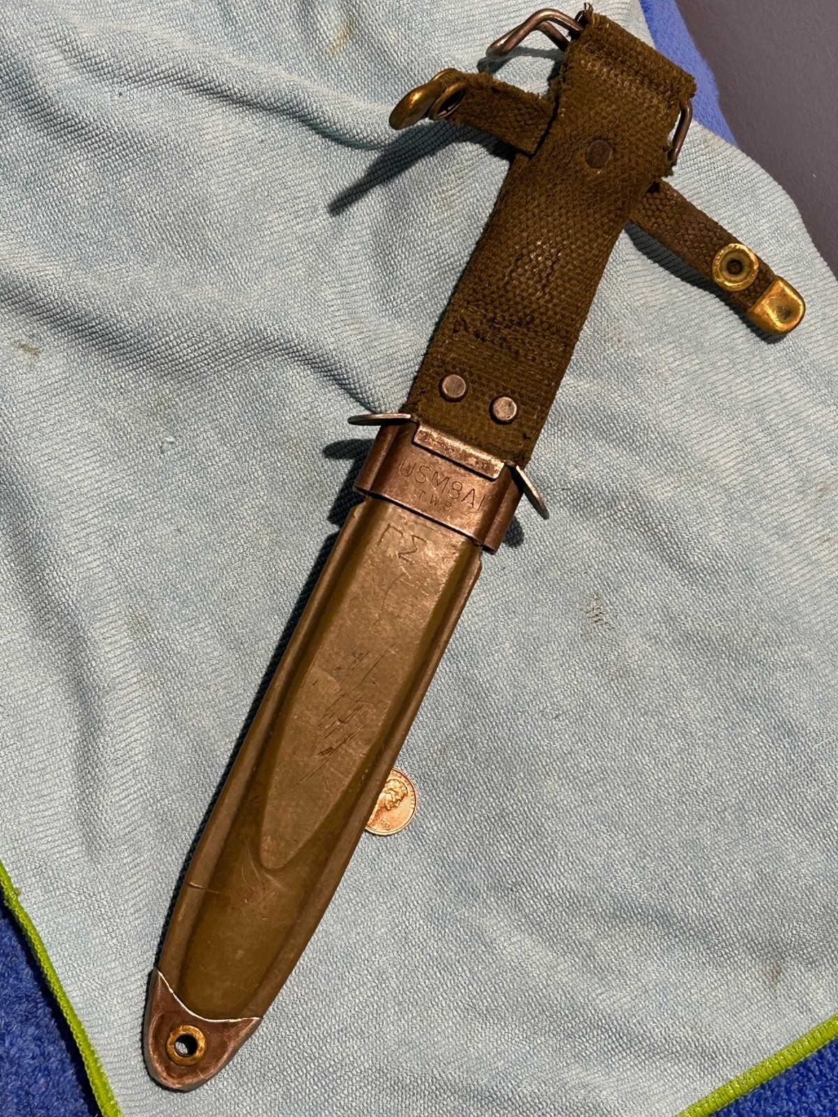 Vintage GI Surplus M8A1 Scabbard M1 Garand & other Bayonet Sheath A- LoAc Vintage GI Surplus M8A1 Scabbard M1 Garand & other Bayonet Sheath A- LoAc