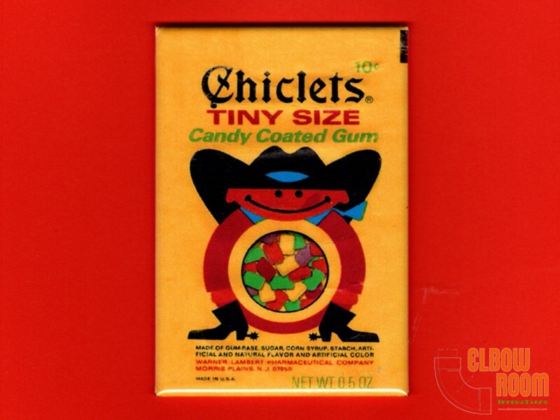 Chicklets Tiny Size gum vintage package art 2x3" fridge/locker magnet 70s