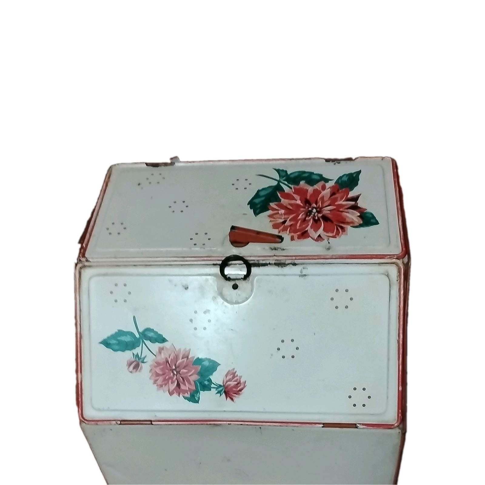 Vintage 1960s Ornate Bread Box w/ painted Flowers 2 compartments made in USA NOS Vintage 1960s Ornate Bread Box w/ painted Flowers 2 compartments made in USA NOS