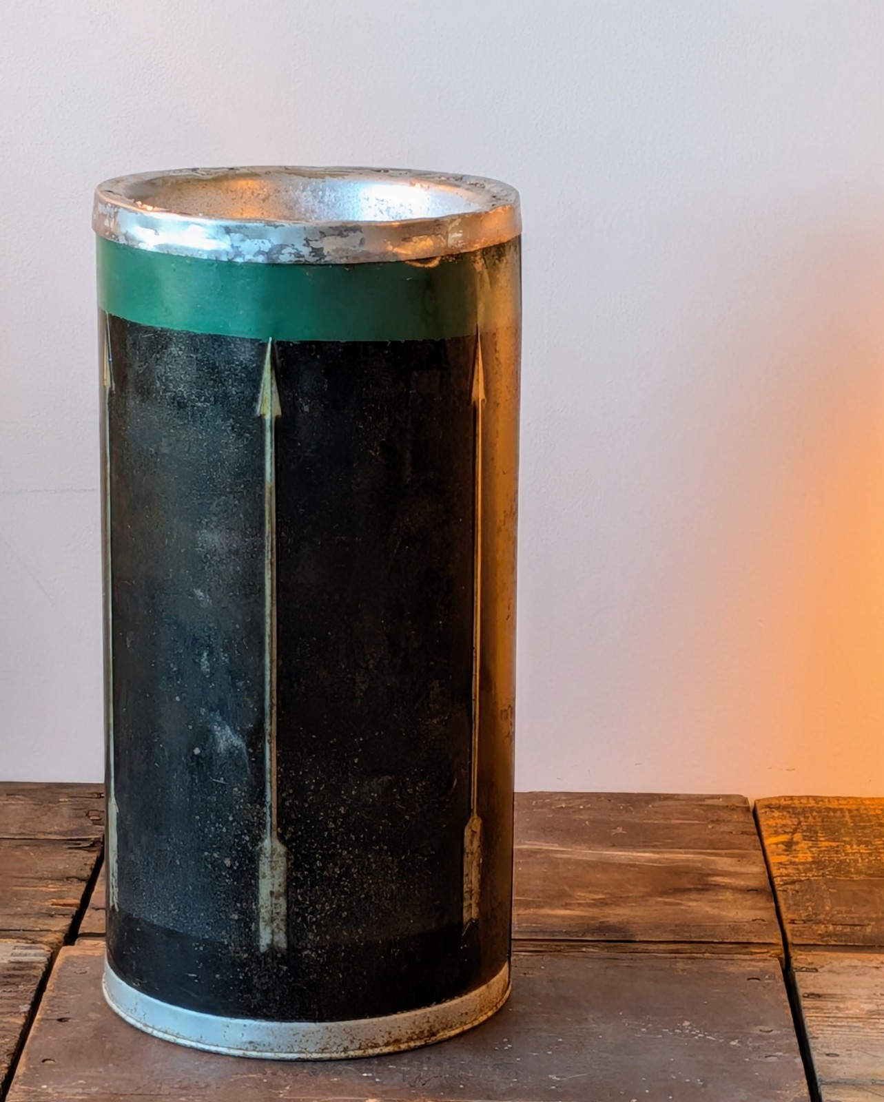 Vintage Industrial Art Deco Metal Canister Ashtay 29" × 10" 