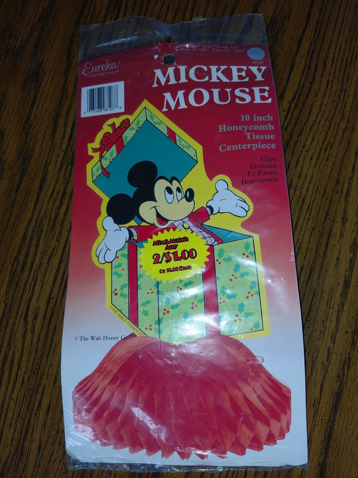 Vintage Disney Mickey Mouse 10" Honeycomb Tissue Christmas Centerpiece Holiday Vintage Disney Mickey Mouse 10" Honeycomb Tissue Christmas Centerpiece Holiday
