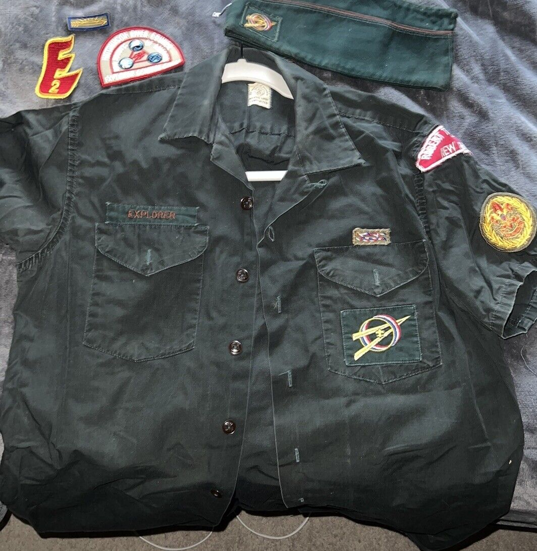 Vintage Explorer BSA Uniform Shirt Patches Hat OA Sash M/L