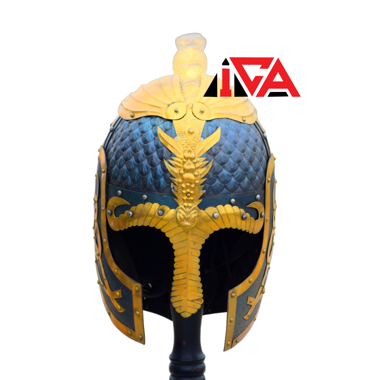 Medieval Fantasy Helmet with Decorated Face Mask - Dwarf ICA-HLMT-048