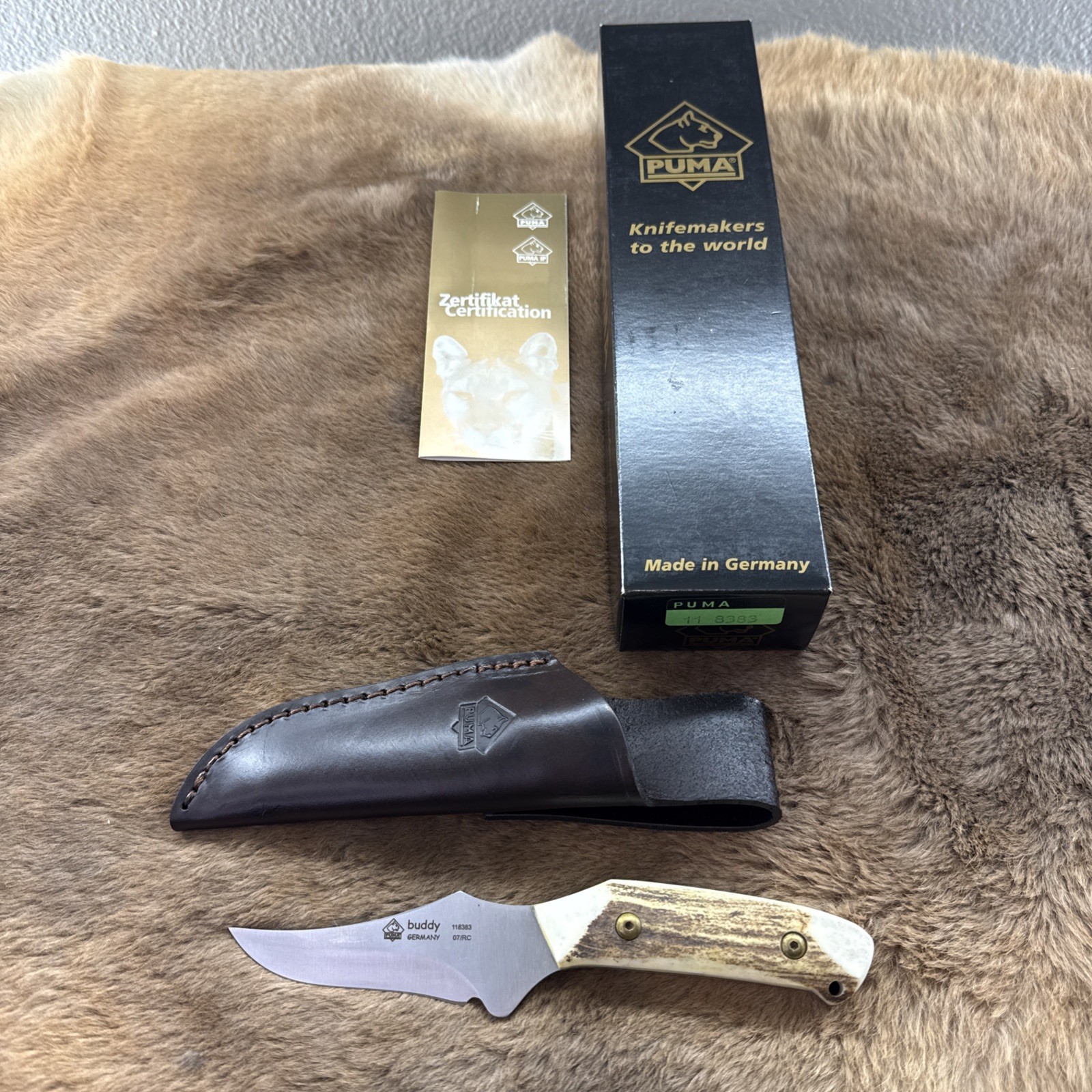 RARE Puma Buddy Fixed Blade Knife 118383 Germany Stag 07/RC NIB NOS RARE Puma Buddy Fixed Blade Knife 118383 Germany Stag 07/RC NIB NOS
