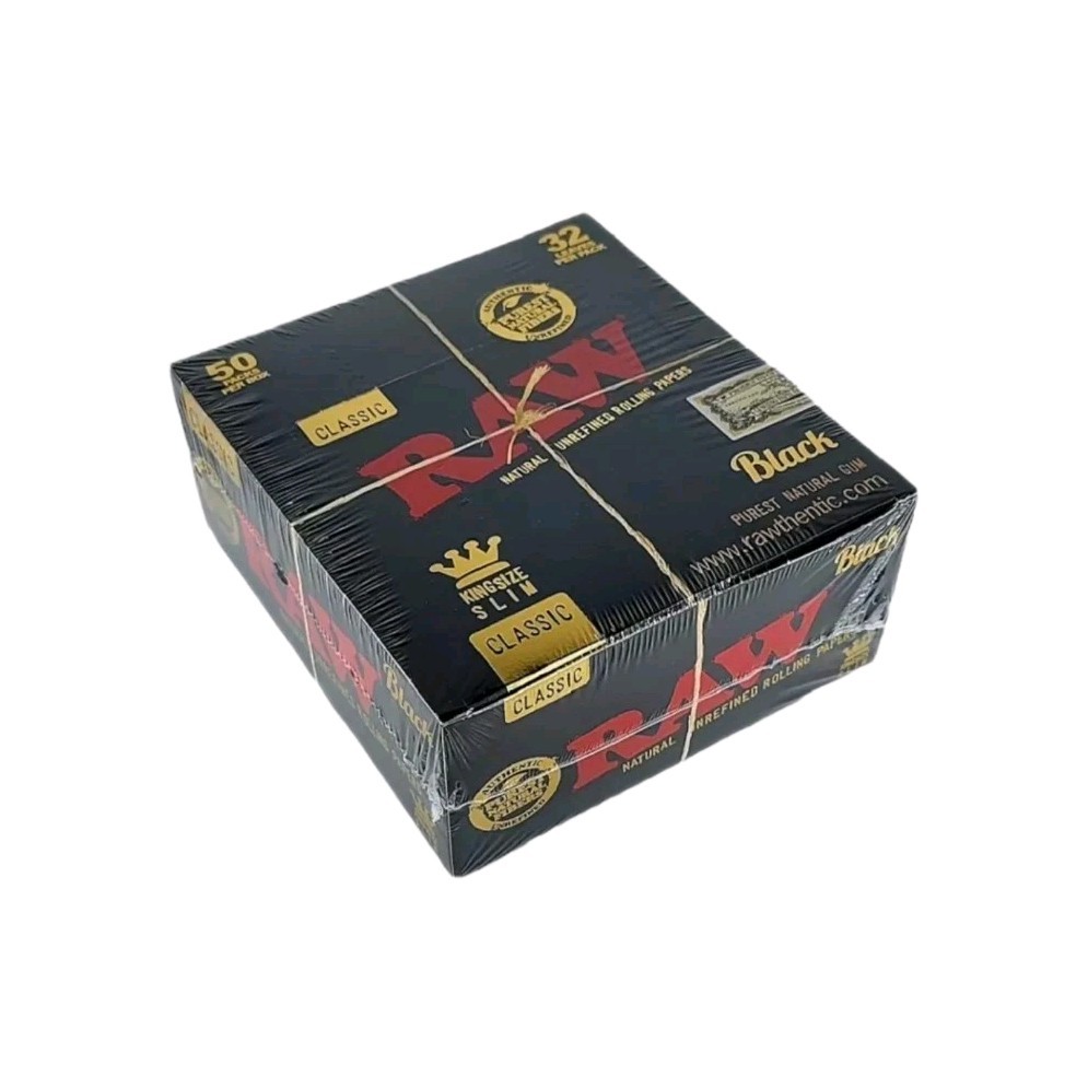 Raw Black Classic King Size Slim Natural Rolling Papers, 50 Packs Box AUTHENTIC Raw Black Classic King Size Slim Natural Rolling Papers, 50 Packs Box AUTHENTIC