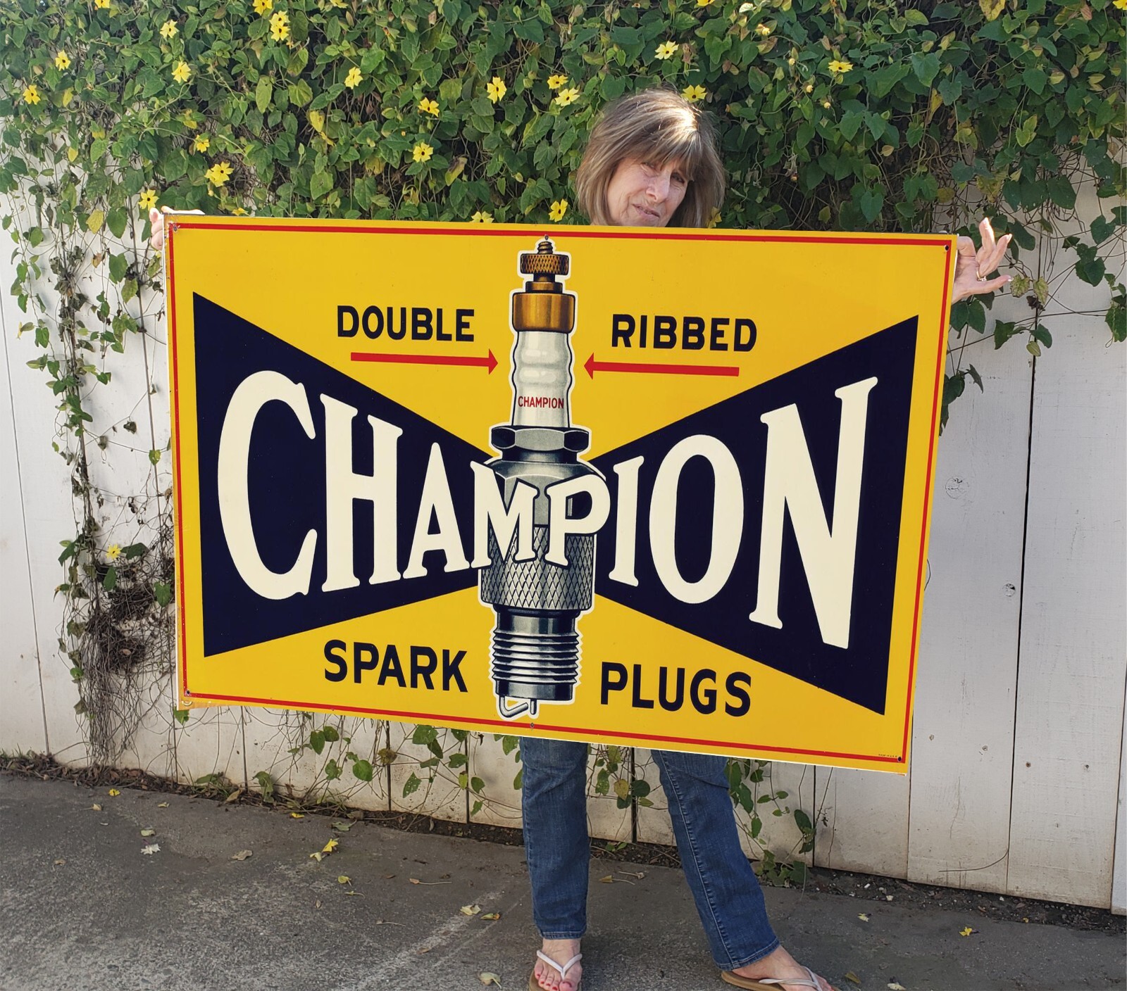 Vintage Champion spark plug Banner - Repro 48" x 33" for Gas Enthusiasts - NHRA Vintage Champion spark plug Banner - Repro 48" x 33" for Gas Enthusiasts - NHRA