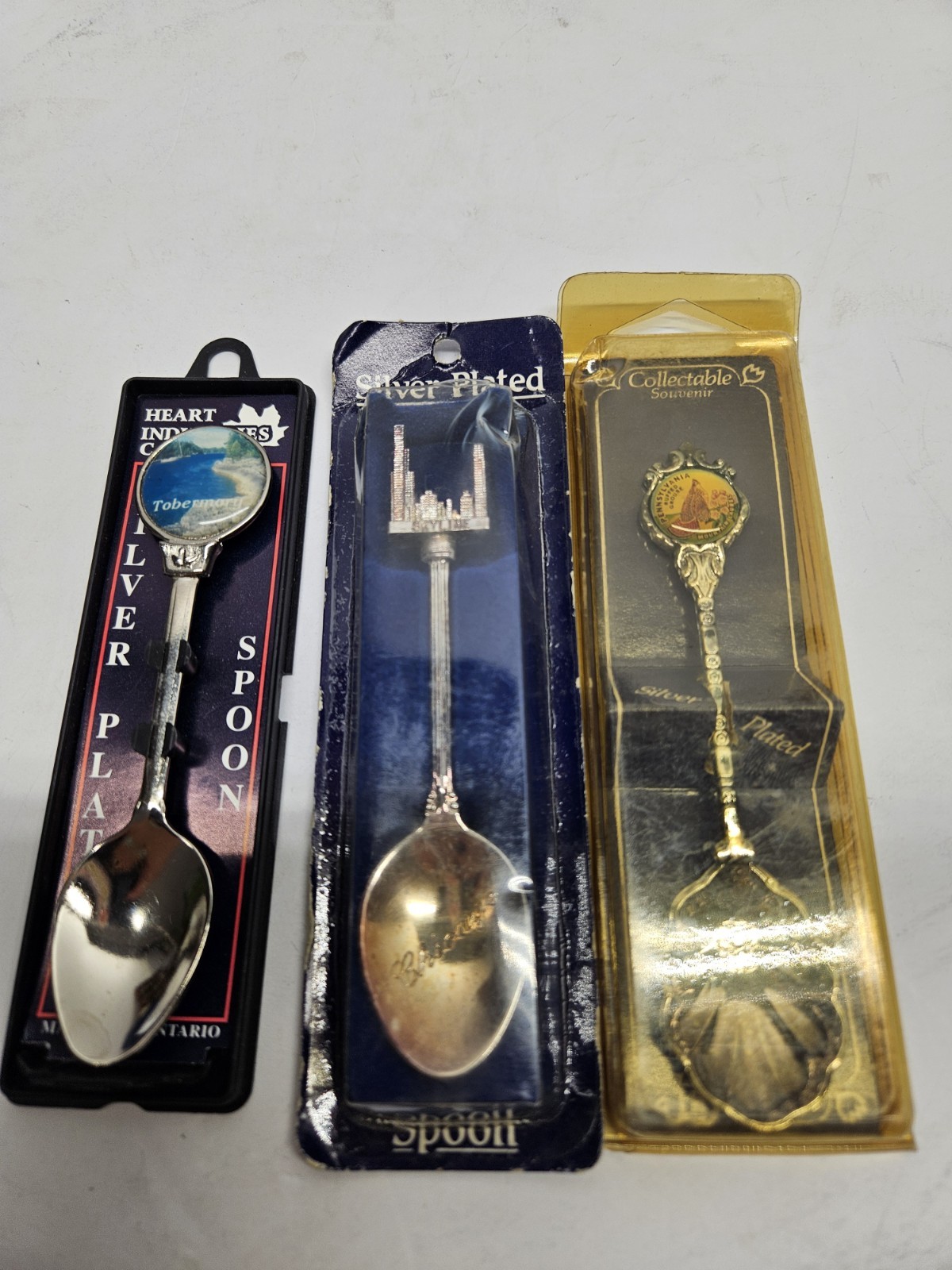 3 Vintage Silver Plated Collectible Spoons 4 in 3 Vintage Silver Plated Collectible Spoons 4 in
