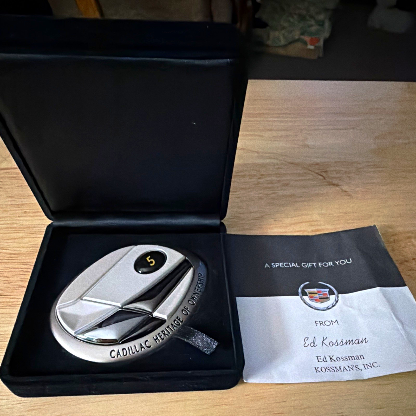 Cadillac Heritage of Ownership Badge/Emblem w/ Case & Ed Kossman Gift, 1998
