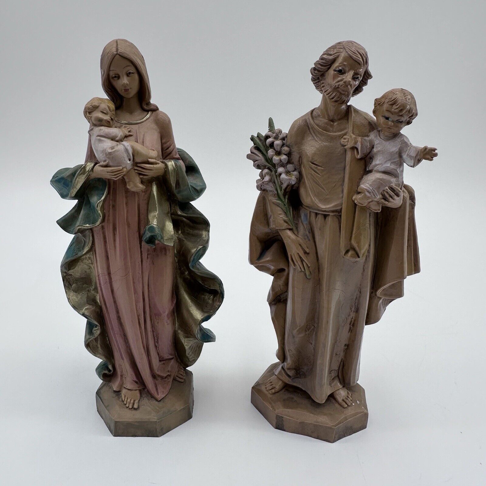 Fontanini St Joseph (657) & Madonna (653) Holding Baby Jesus 6.5” E. Simonetti