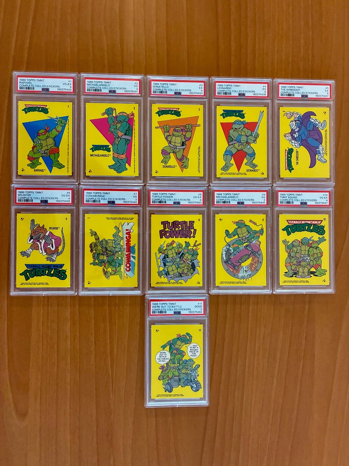 1989 Topps TMNT Complete Collector's Edition Stickers : 1-11 Graded PSA