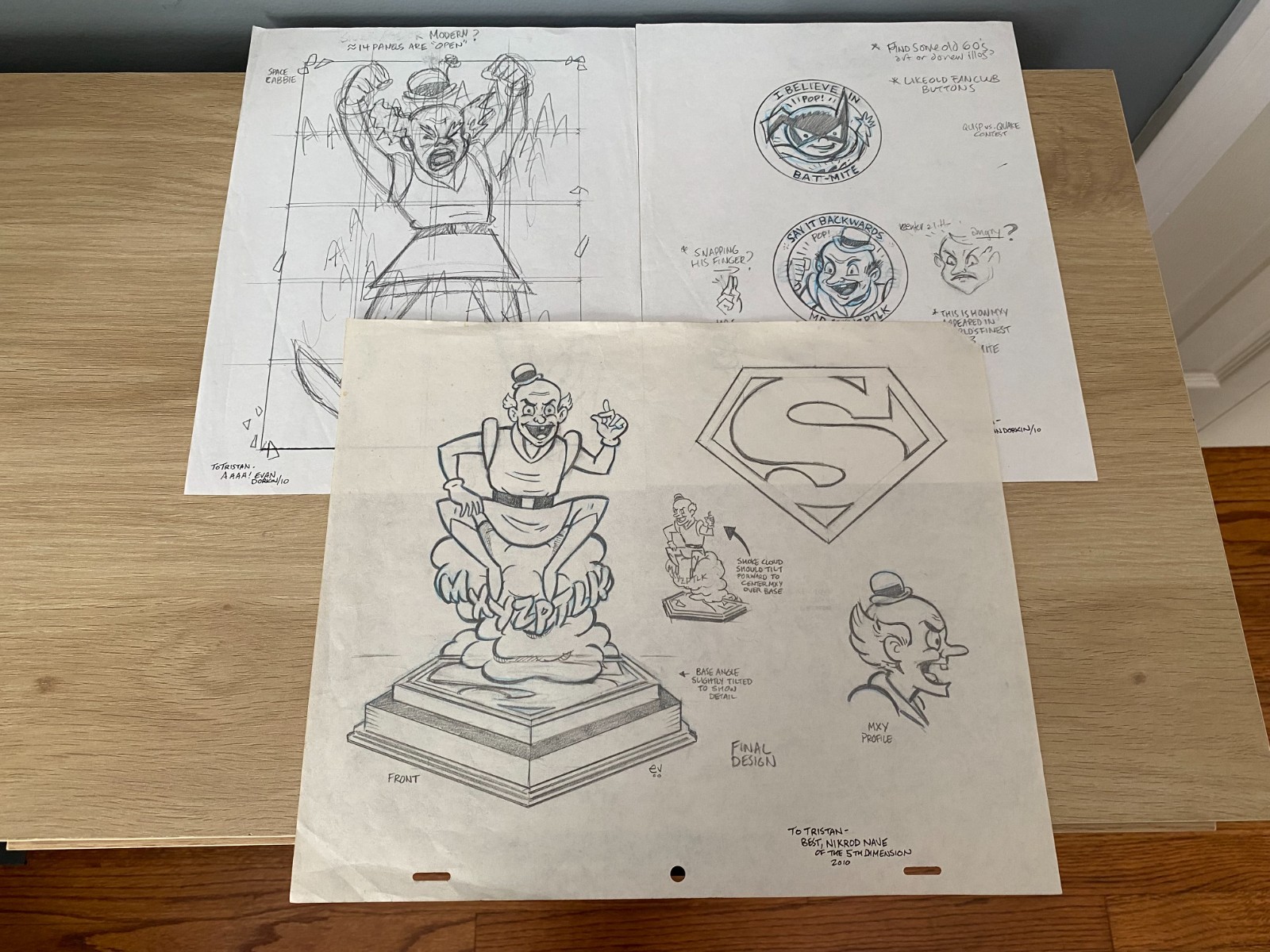 Evan Dorkin original comic art sketches Mr. Mxyxptlk World's Funnest Superman